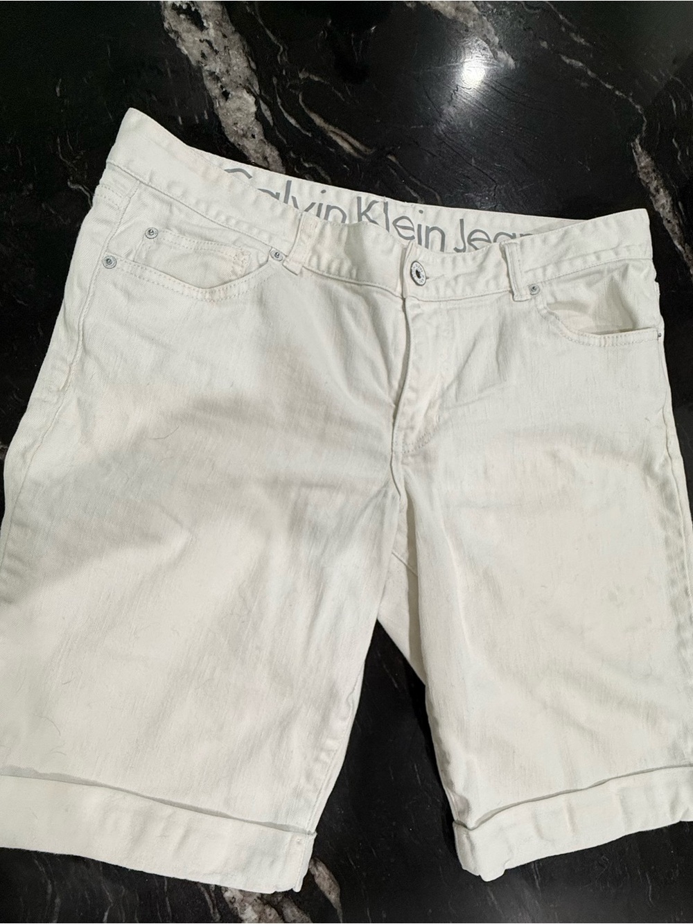 Calvin Klein Jeans White Denim Shorts - 14